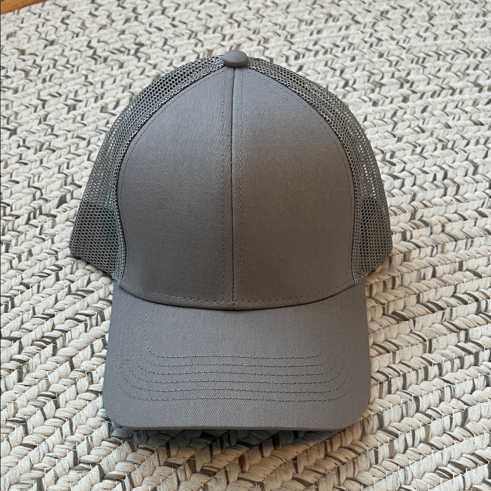 Plain Gray Mesh Trucker Cap
